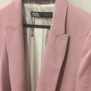 Zara relaxed fit long blazer powder pink